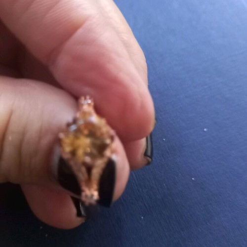 Silver rose gold monoptero ring with zircon stone like new