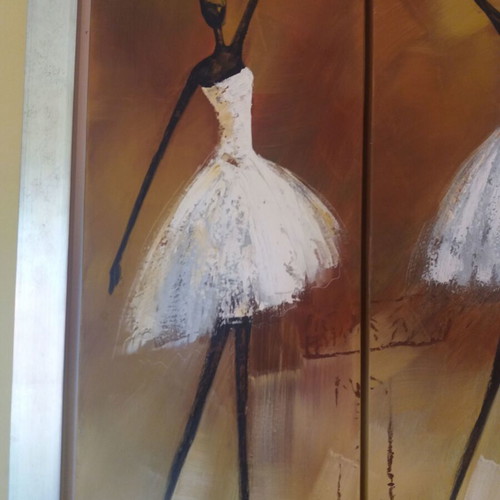 Oil painting like new, triple canvas 1.40x1.39m, dancers motif
