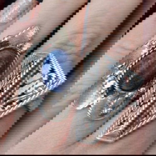 Βιντάζ ασημένιο δαχτυλίδι με λίθο σοδαλίτη μεταχειρισμένο