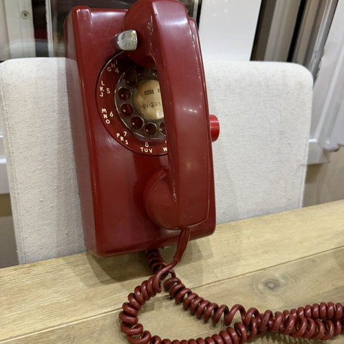 Western Electric Wall Phone Model 554 used, vintage cherry red rotary
