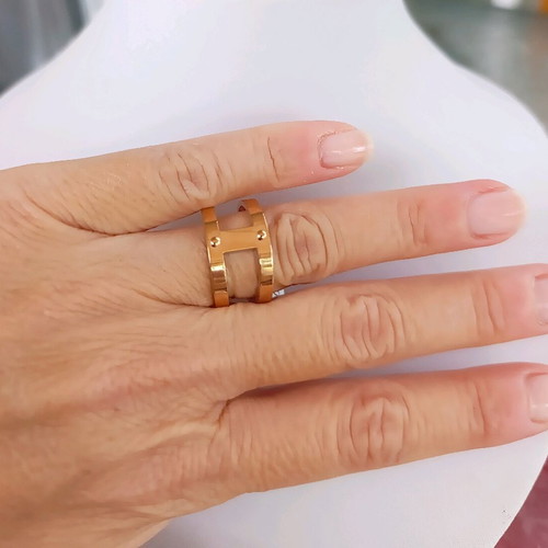 Ring pink-gold stainless steel new