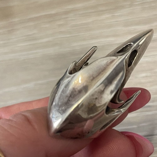 Silver 925 ring with solid bird skull used, size 57
