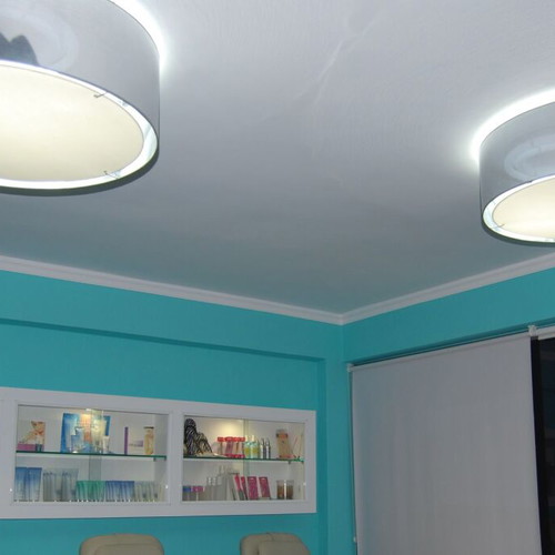 Ceiling light used with silver metal shade, 80cm diameter