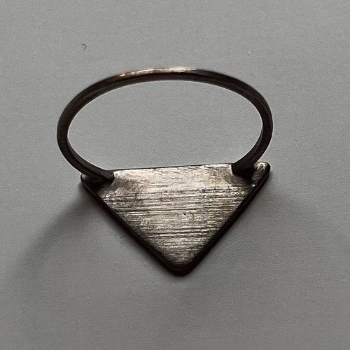 Triangular brass ring like new with thin band and textured finish