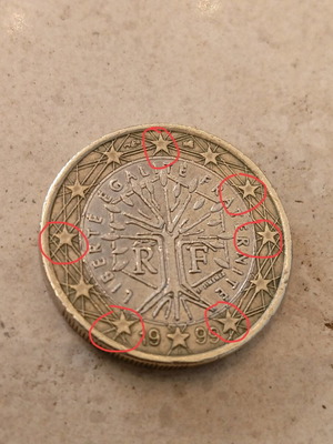 French 1 euro coin used with errors 1999 collectible