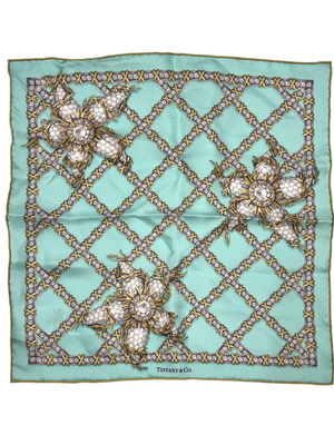 Tiffany & Co копринен шал като нов, тюркоазено синьо