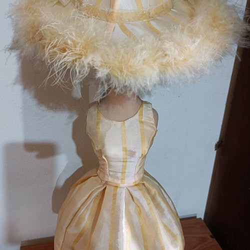 Table lamp doll new with yellow dress and hat
