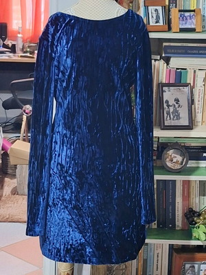SugarFree mini dress like new, dark blue velvet with open back
