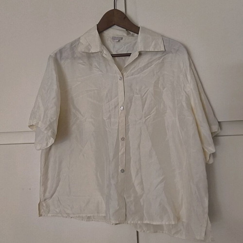 Silk women's shirt used, size large, ecru color