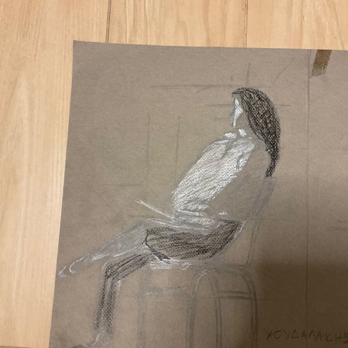 Vintage 80s sketch handmade used, human posture study