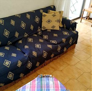 Τριθέσιος καναπές με 2 πολυθρόνες μαζί με καλύμματα προστασίας