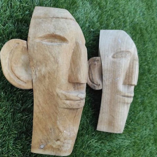 Wooden totem carvings like new, set of 2, handmade in Greece