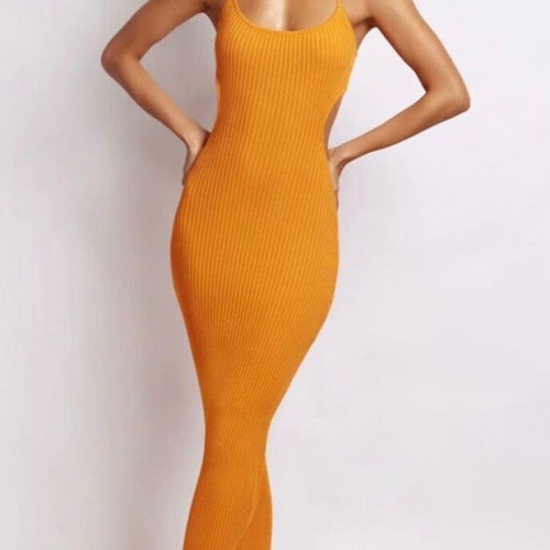 Zara ribbed stretch dress like new, orange, size S