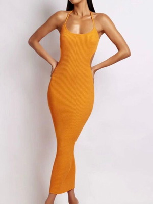 Zara ribbed stretch dress like new, orange, size S