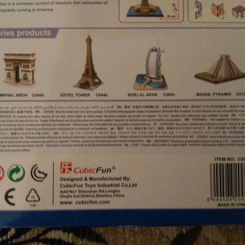 3D Puzzle Statue of Liberty used, 39-piece foam board