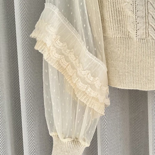 BSB sweater with transparent sleeves, ivory