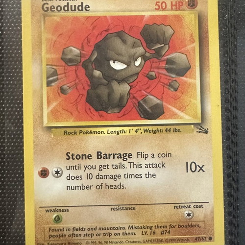 Geodude Pokémon Card #47/62 Fossil Vintage like new