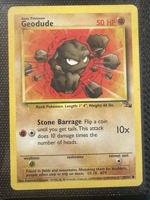 Geodude Pokémon Card #47/62 Fossil Vintage like new