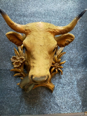 Decorative bull head used, made in France, 20x20 cm