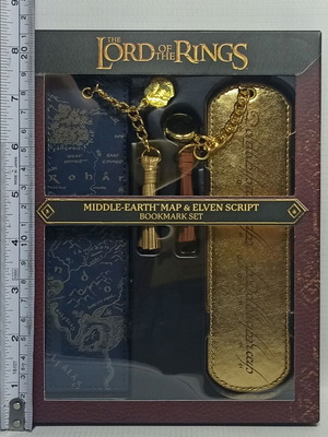 Lord of the Rings bookmark set with Middle Earth map and Elven script, new