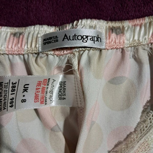 Marks & Spencer satin set like new, size S, white and pink
