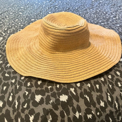 Straw hat with wide band new, beige size 57