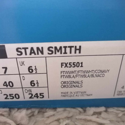 Adidas Stan Smith shoe size 40 used, white-dark blue