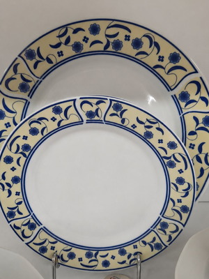 Vintage porcelain pasta set with one platter and 6 dessert plates