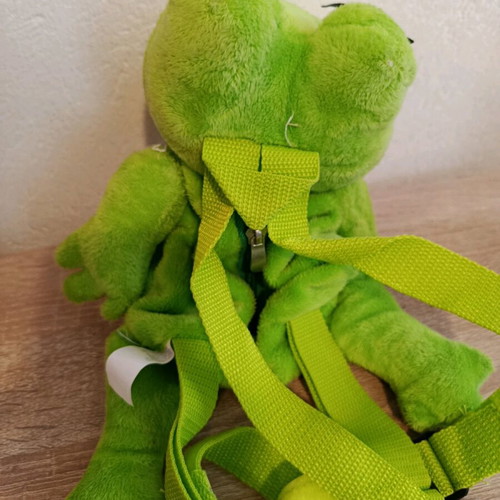 Chupa Chups plush backpack used, green frog