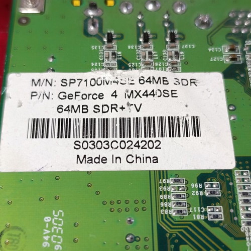 NVIDIA GeForce4 MX440 graphics card used, 64MB, AGP interface