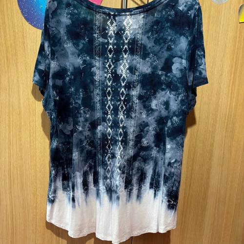 Boho blouse used, white and blue, one size