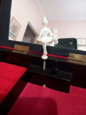 Vintage jewelry music box used with dancing ballerina