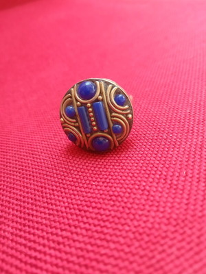 Handmade ring with natural Iranian lapis lazuli stones, adjustable