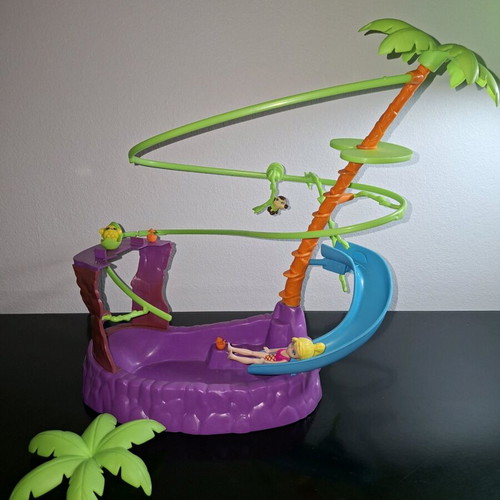 Polly Pocket Zipline Adventure Pool used with missing parts and discoloration