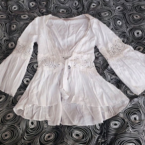 BSB lace detailed tie top like new, white, size S