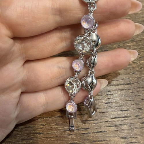 Bracelet with pink stones and zirconia, new, stainless steel