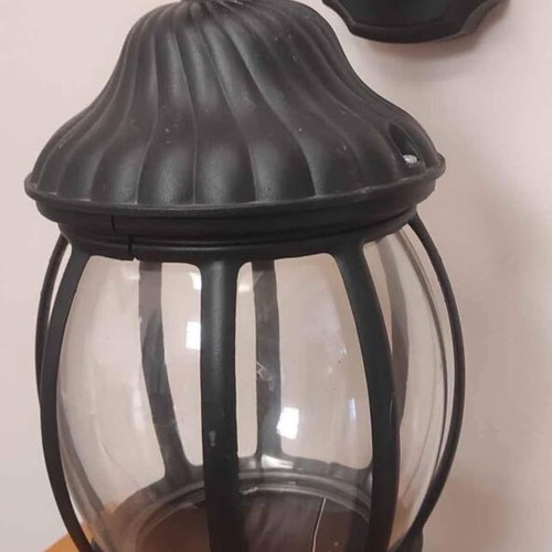 New cast outdoor wall lamp, aluminum and glass