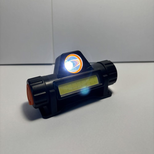 Rechargeable LED headlamp with strap and charging cable