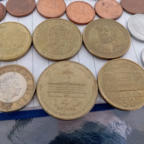 Pack of used Greek and foreign coins