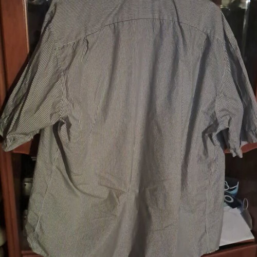 Lacoste striped short-sleeve shirt XL like new, white and blue