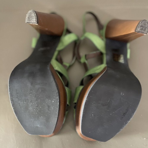 Leather sandals like new, green, size 39, again & again