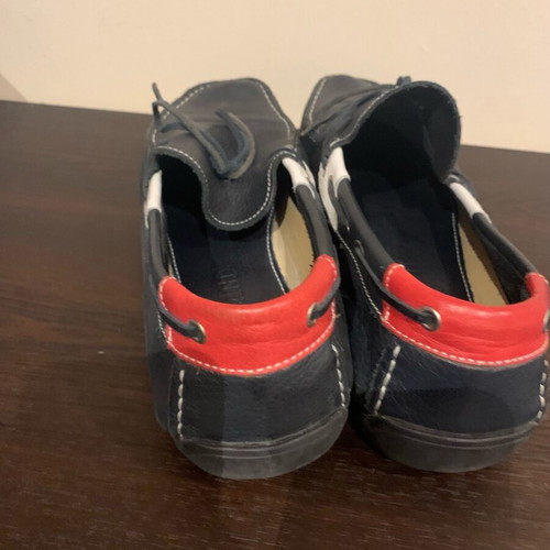 Chicago men's shoes used, moccasin style, size 44, blue and red
