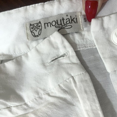 Moutaki high-waist white pants, size S