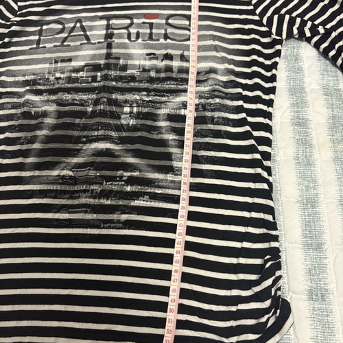 Women's Long Sleeve Striped Blouse Like New with “Paris” Print