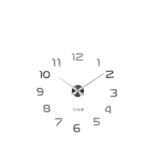 Large 3D modern wall clock silver plastic new
