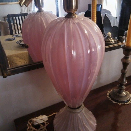 Murano crystal table lamp used, pink color