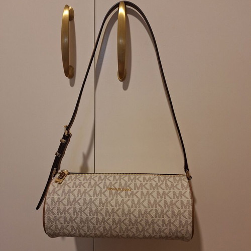 Michael Kors wristlet bag, white and gold