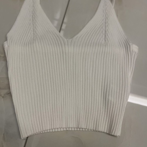 White ribbed knitted top with straps, like new, size S