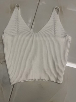White ribbed knitted top with straps, like new, size S
