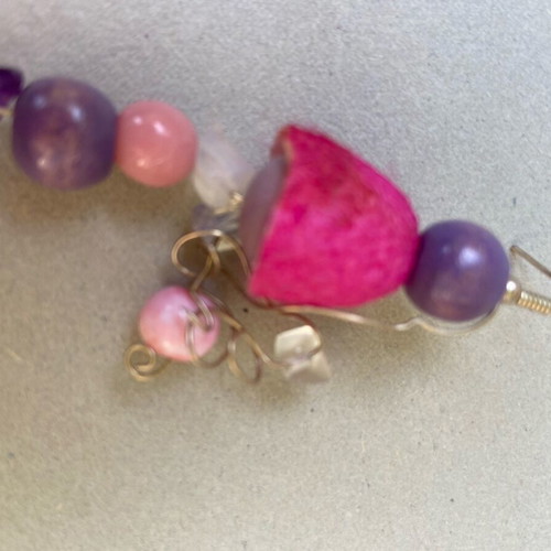 Handmade earrings new with cocoon and semi-precious stones